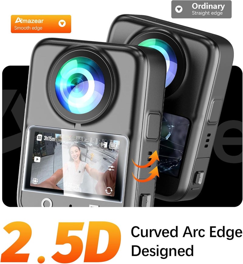 AMAZEAR Screen Protector for DJI OSMO 360 Accessories, Ultra HD Osmo360 2 Pack Tempered Glass, 9H Hardness Anti-Fingerprint Scratch Resistant Display Film Full Screen Protection - Image 3